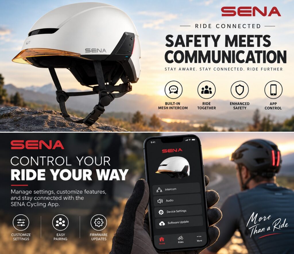 Sena U1 E-Bike Smart Helmet with Mesh 3.0 Intercom